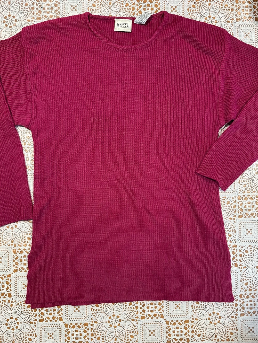 Laura Gayle Magenta Rib Knit Crewneck Sweater Women’s Medium